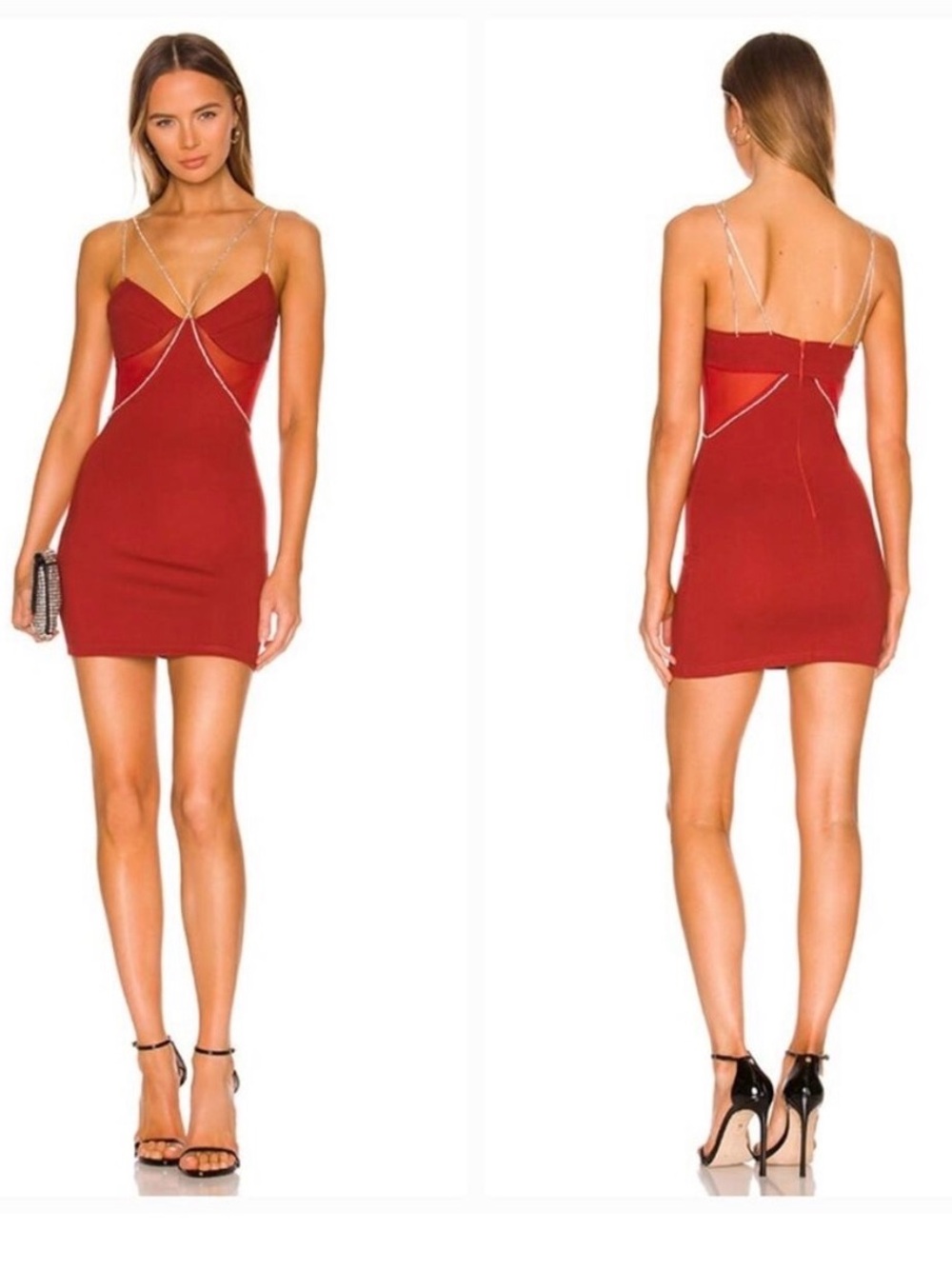 Superdown Jaxie Diamond Mini Dress in Rust XXS